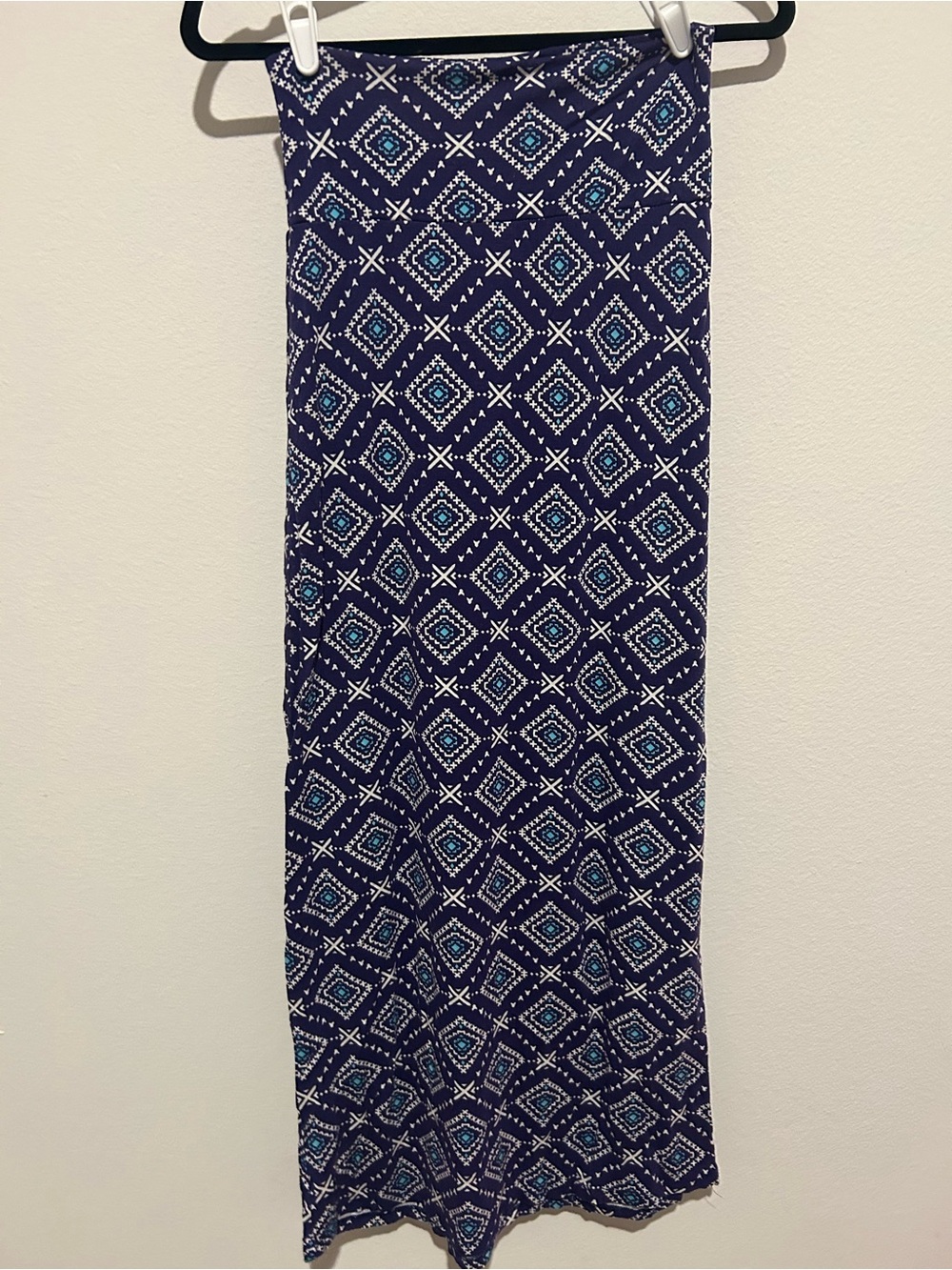 Women’s Navy Blue Patterned Maxi Skirt